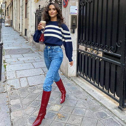 This Outfit Is Proof That Red Boots Are Essential