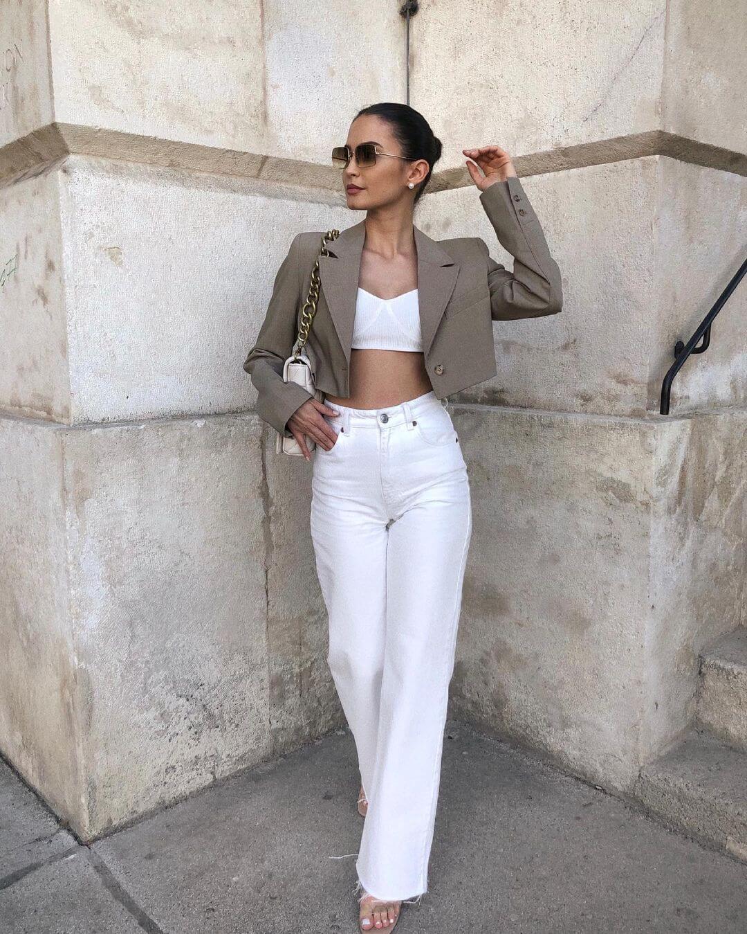 crop top and white jeans