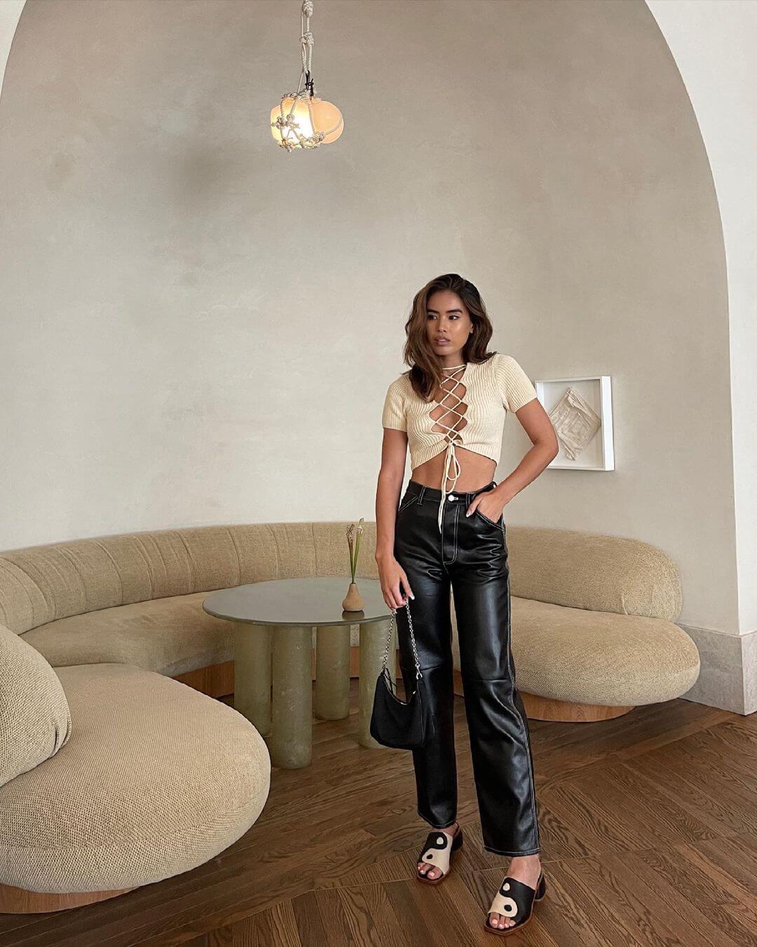 We're Loving This Warm Weather Take On Leather Pants