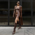 We're Loving This Head-To-Toe Brown Leather Look
