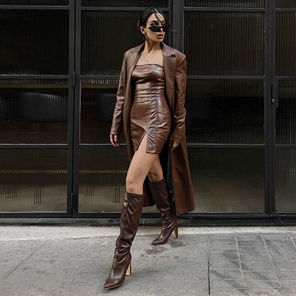 We're Loving This Head-To-Toe Brown Leather Look - The Cool Hour ...