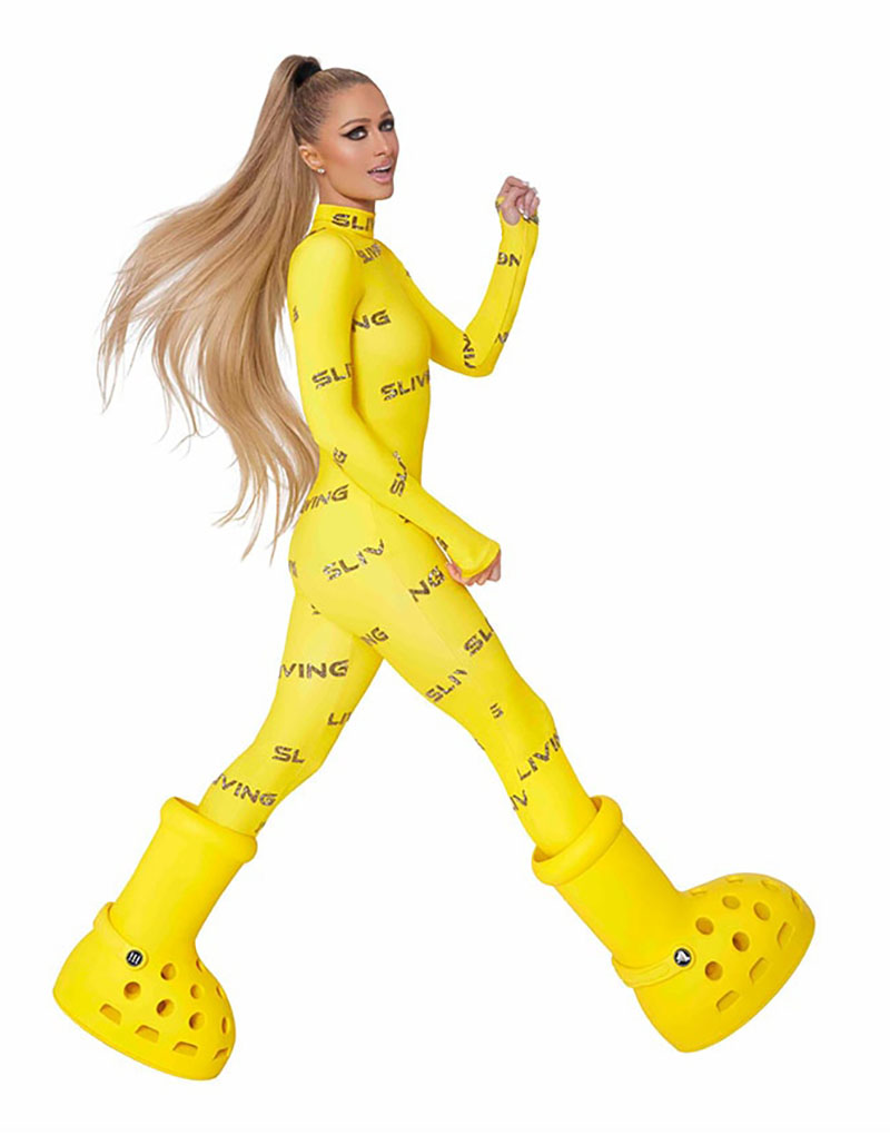 MSCHF X Crocs Big Yellow Boots Starring Paris Hilton