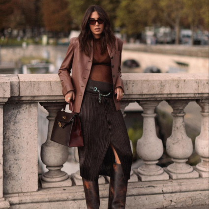 feel luxurious in this monochrome chocolate outfit