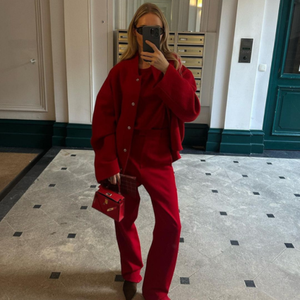 red monochromatic outfit