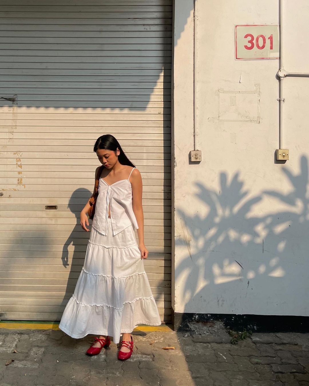 white cotton maxi skirt
