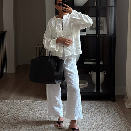 10 Fashionable Ways To Wear White Poplin Pants Now