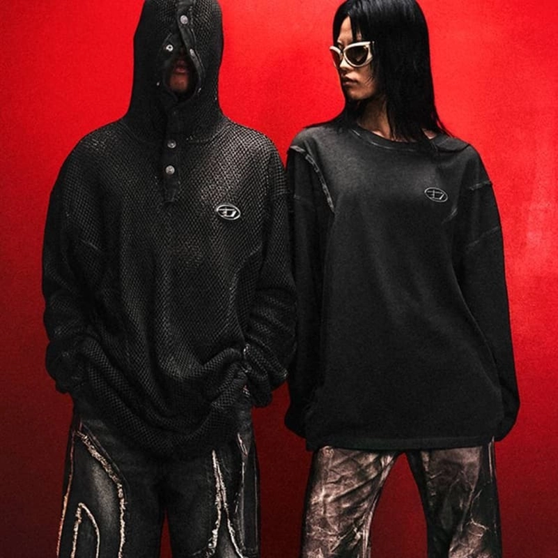 Thug Club - Black Waffle-Knit Long Sleeve Polo