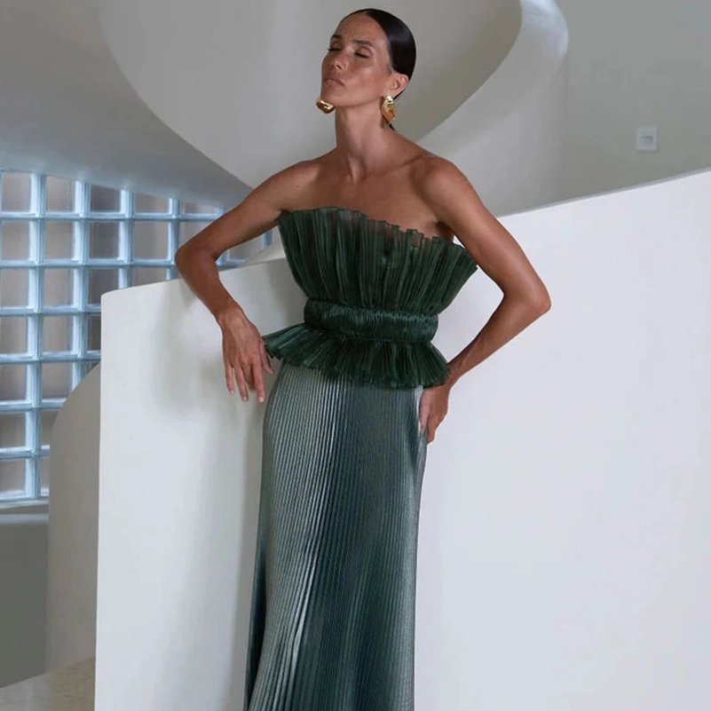 L'IDE - Eiffel Cape Pleated Maxi Dress