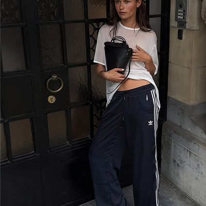 Fashion Blogger Wearing Track Pants For Spring