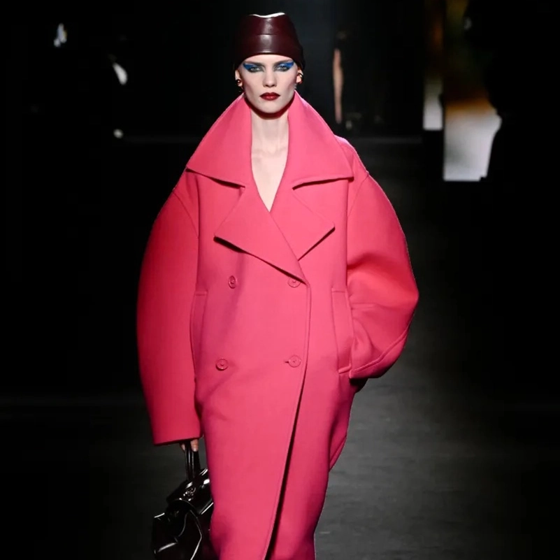 Balenciaga Fall 2026 Collection, Portrait Collar Coats, Draped Dresses, And Hourglass Bags