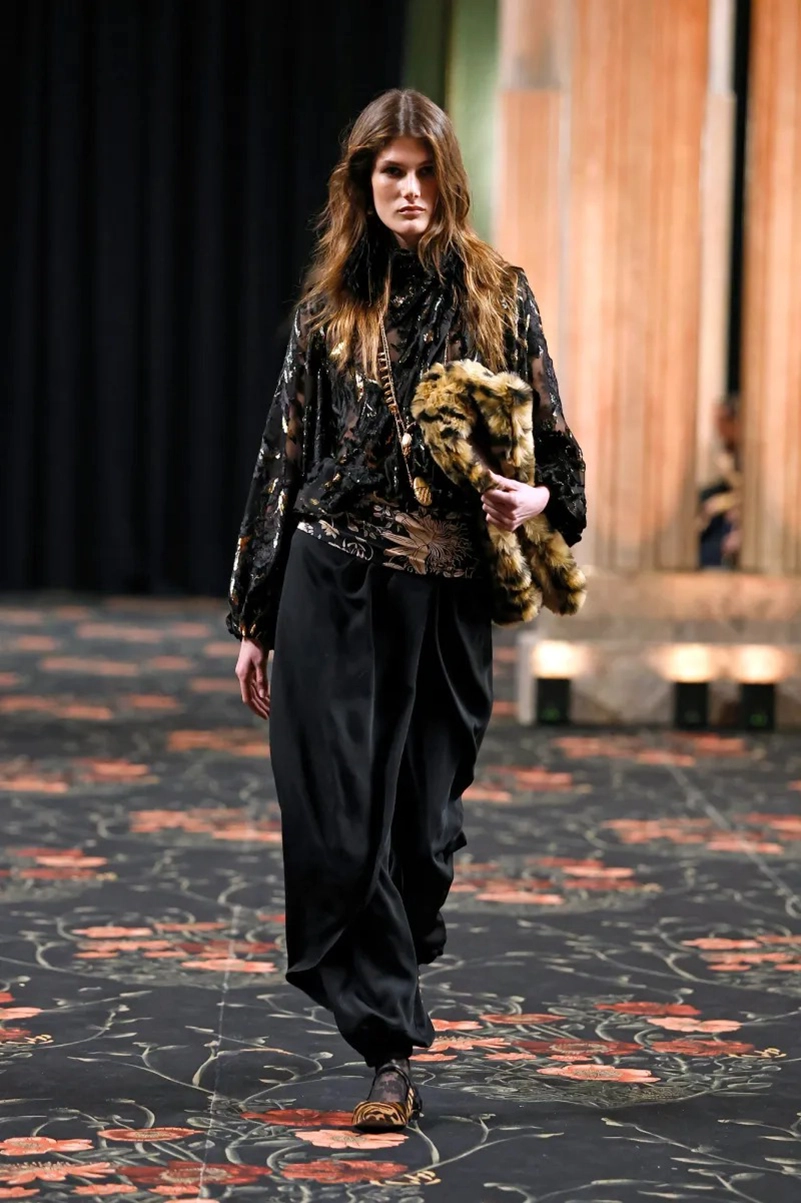 Johanna Ortiz Fall 2026 Collection, Embroidered Dresses, Gaucho Trousers, and Shearling Layers