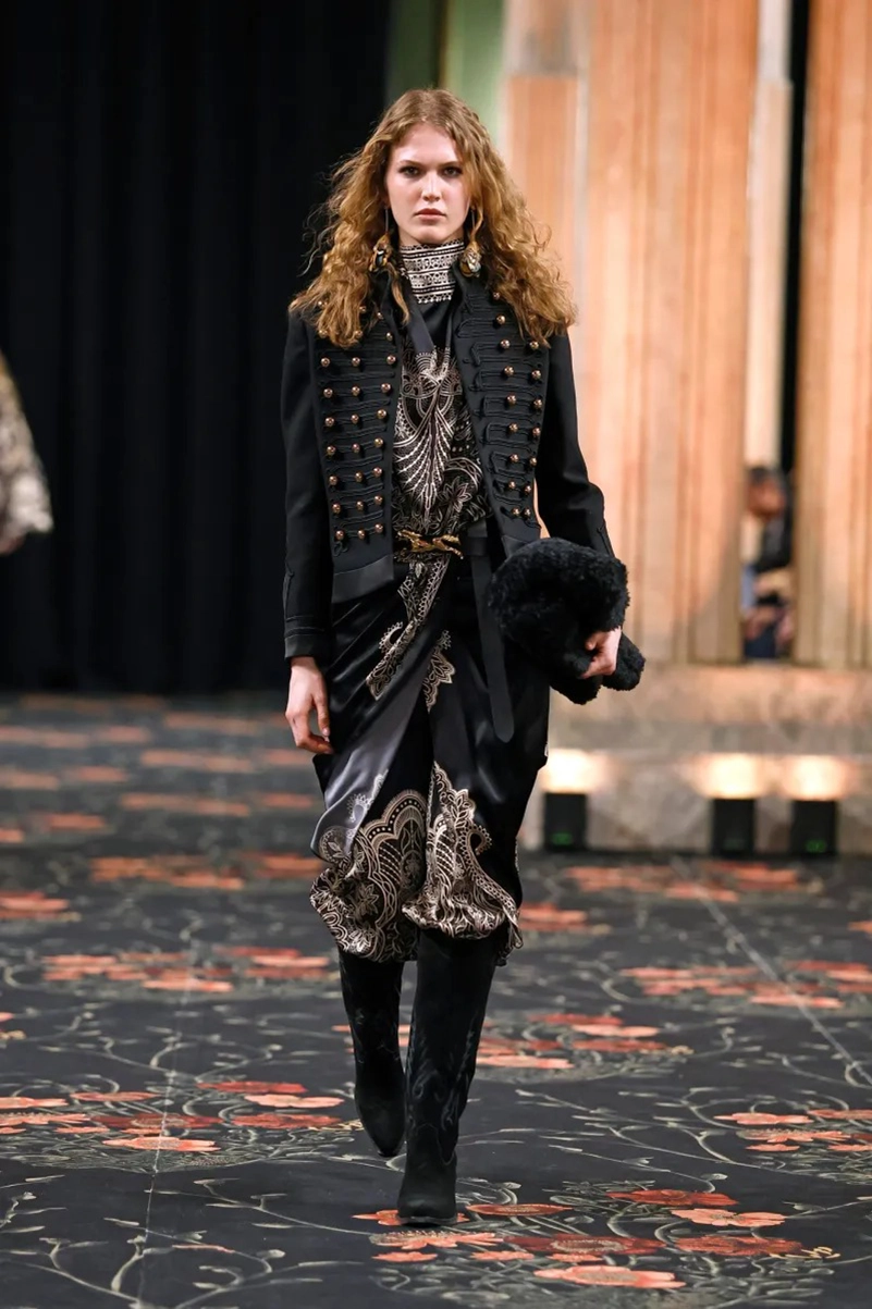 Johanna Ortiz Fall 2026 Collection, Embroidered Dresses, Gaucho Trousers, and Shearling Layers