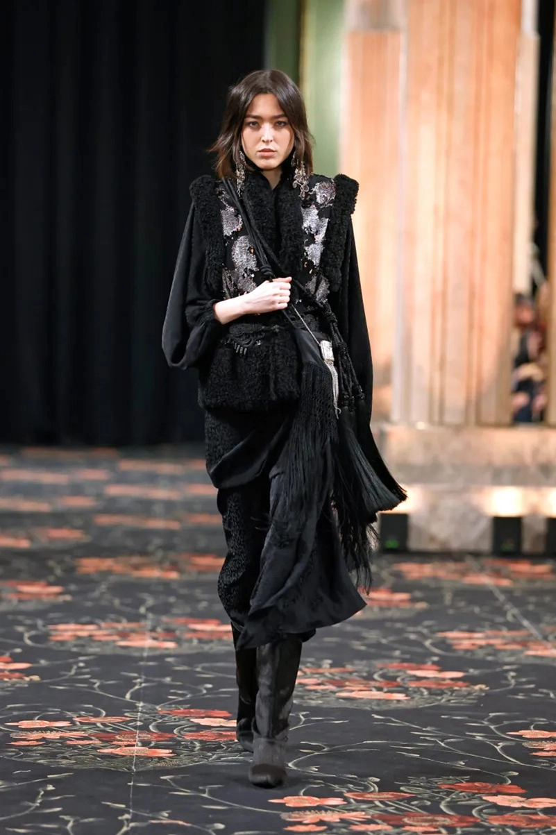 Johanna Ortiz Fall 2026 Collection, Embroidered Dresses, Gaucho Trousers, and Shearling Layers