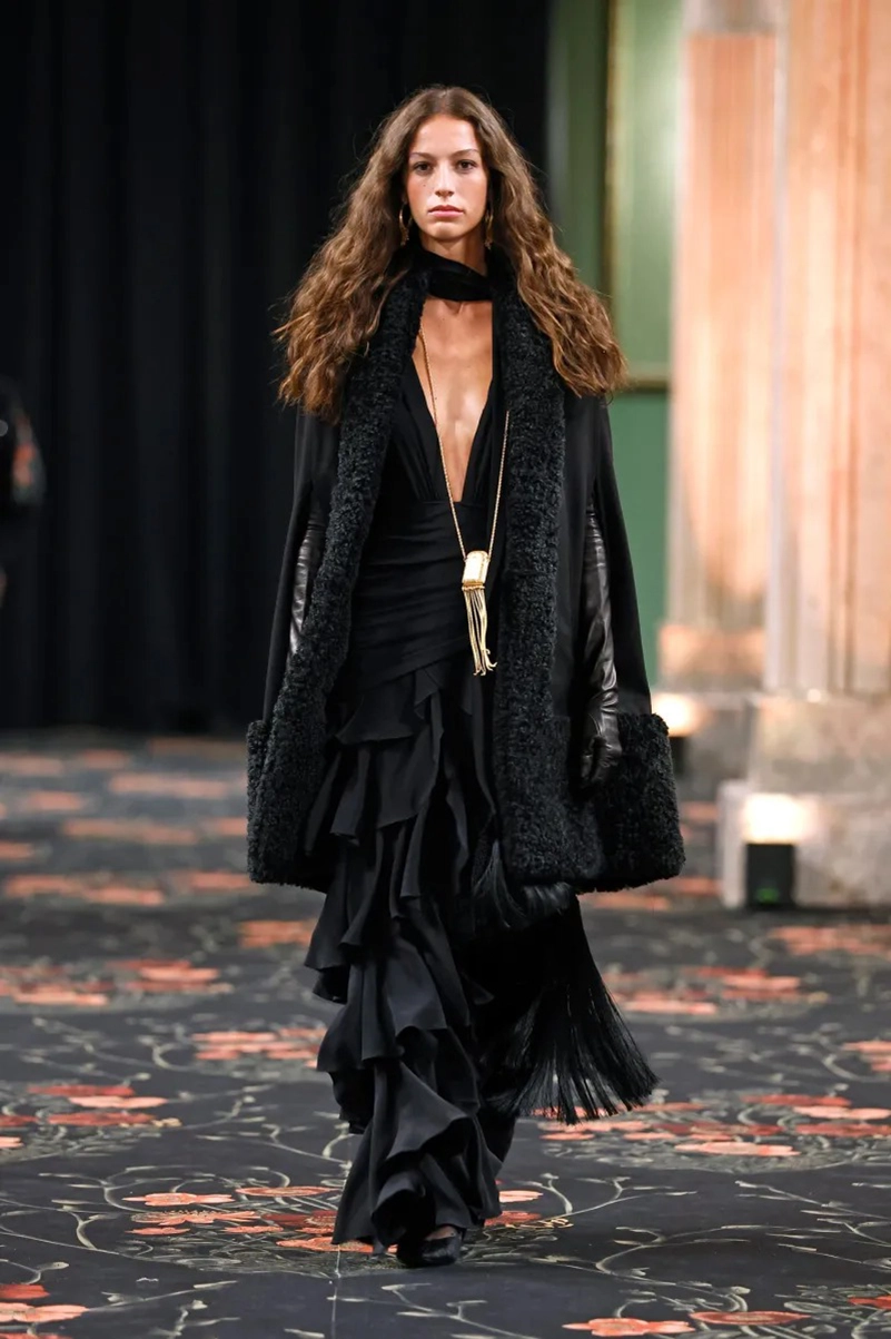 Johanna Ortiz Fall 2026 Collection, Embroidered Dresses, Gaucho Trousers, and Shearling Layers