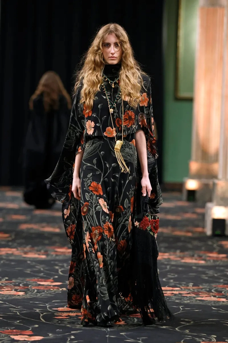 Johanna Ortiz Fall 2026 Collection, Embroidered Dresses, Gaucho Trousers, and Shearling Layers