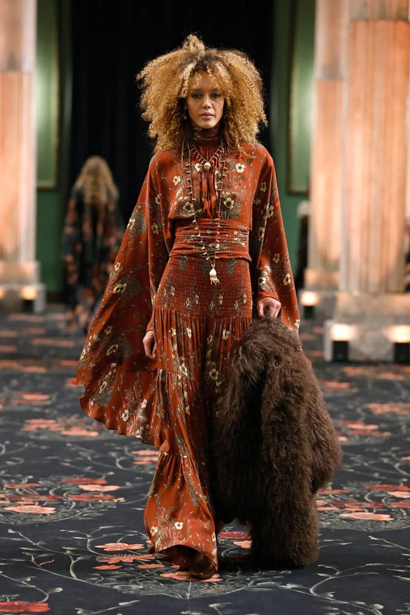 Johanna Ortiz Fall 2026 Collection, Embroidered Dresses, Gaucho Trousers, and Shearling Layers