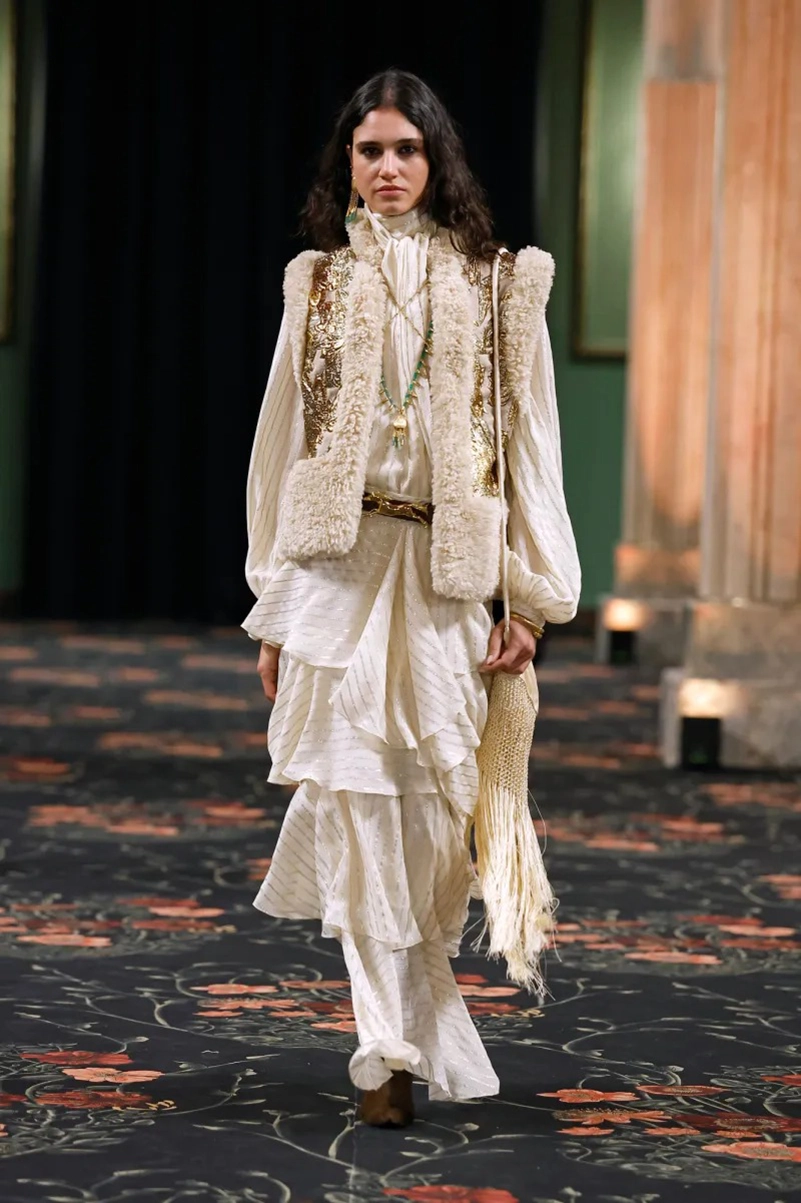 Johanna Ortiz Fall 2026 Collection, Embroidered Dresses, Gaucho Trousers, and Shearling Layers