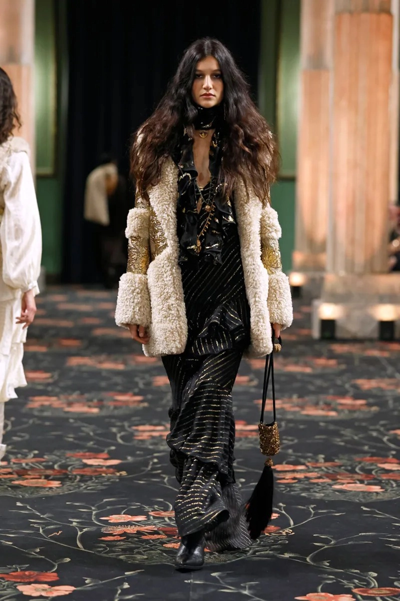 Johanna Ortiz Fall 2026 Collection, Embroidered Dresses, Gaucho Trousers, and Shearling Layers