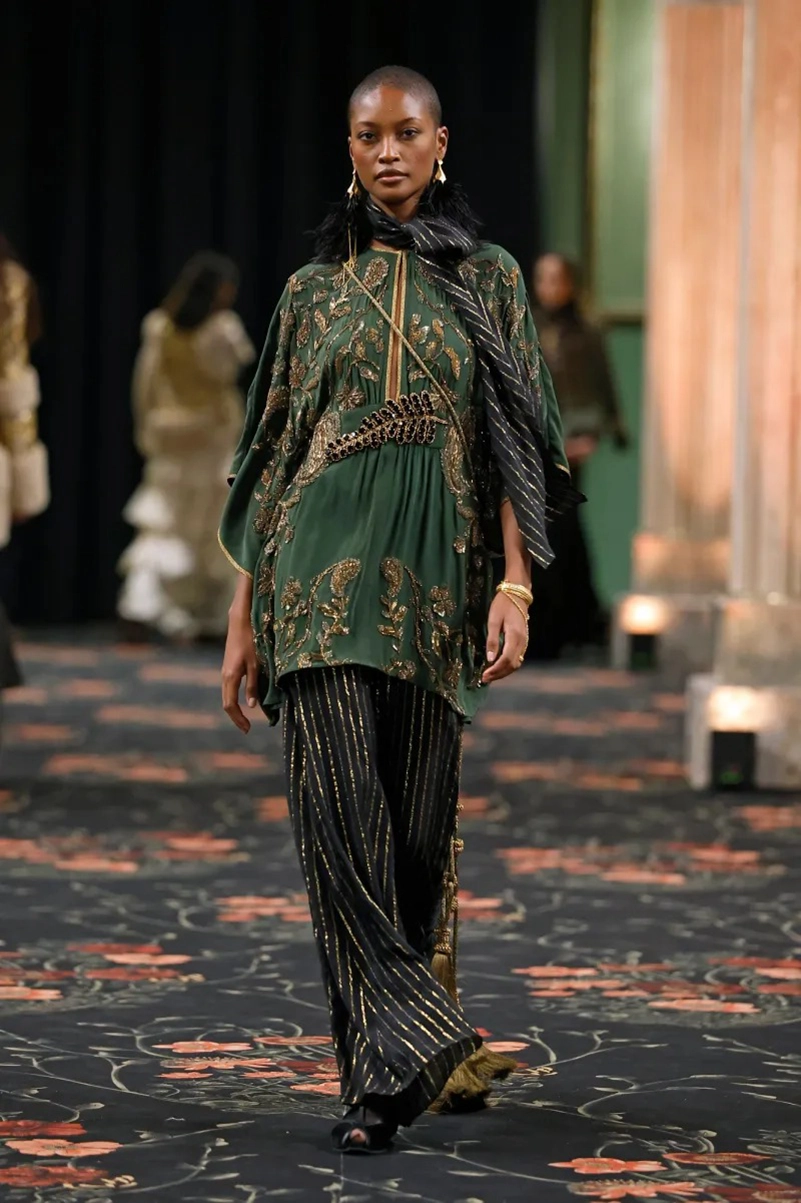 Johanna Ortiz Fall 2026 Collection, Embroidered Dresses, Gaucho Trousers, and Shearling Layers