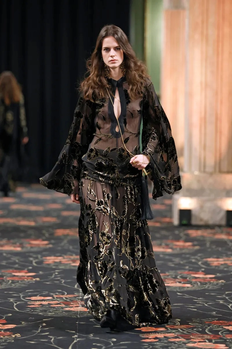 Johanna Ortiz Fall 2026 Collection, Embroidered Dresses, Gaucho Trousers, and Shearling Layers