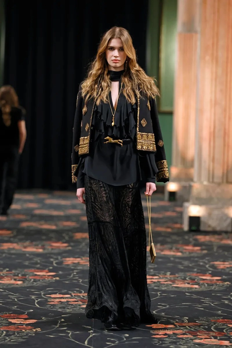 Johanna Ortiz Fall 2026 Collection, Embroidered Dresses, Gaucho Trousers, and Shearling Layers