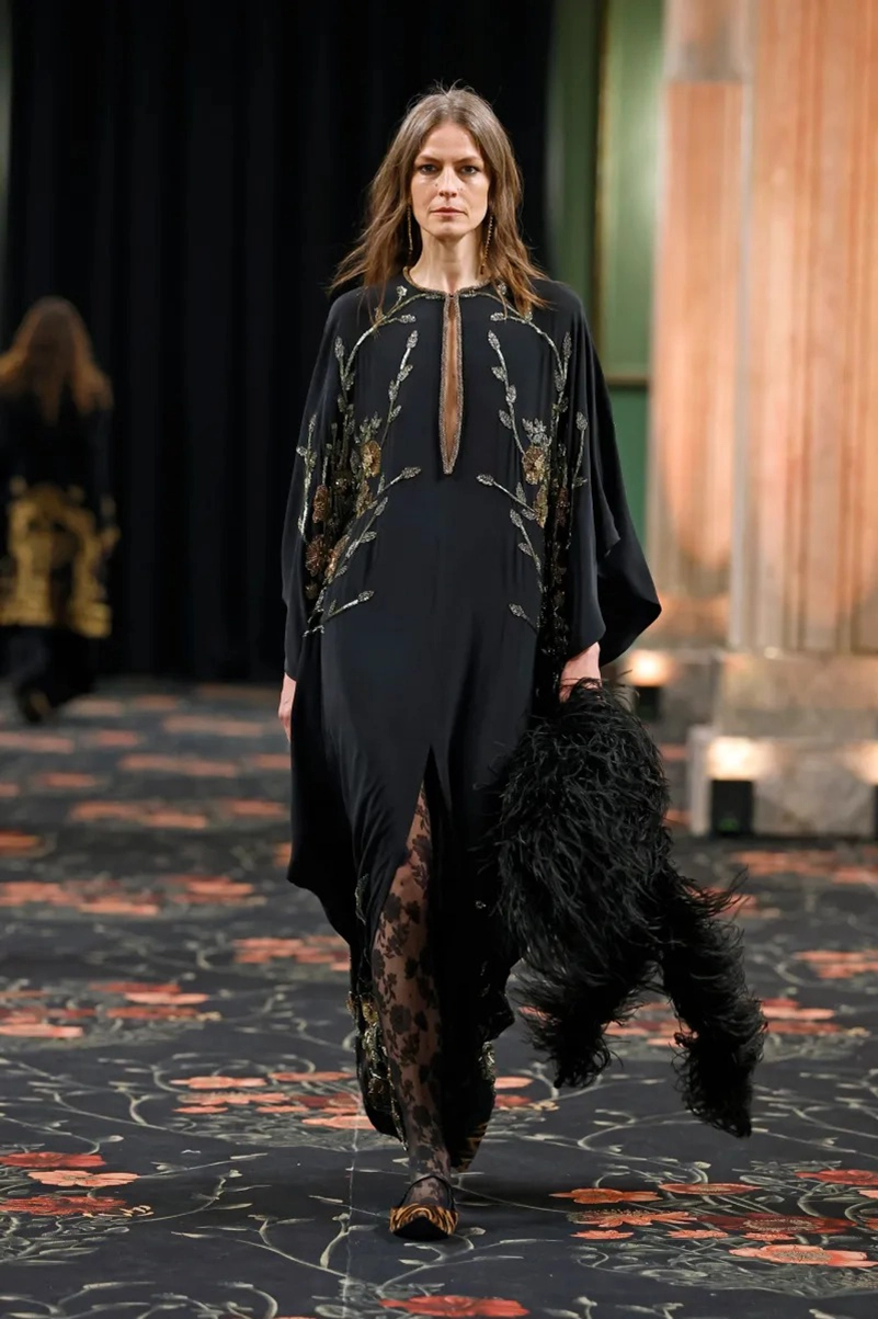 Johanna Ortiz Fall 2026 Collection, Embroidered Dresses, Gaucho Trousers, and Shearling Layers