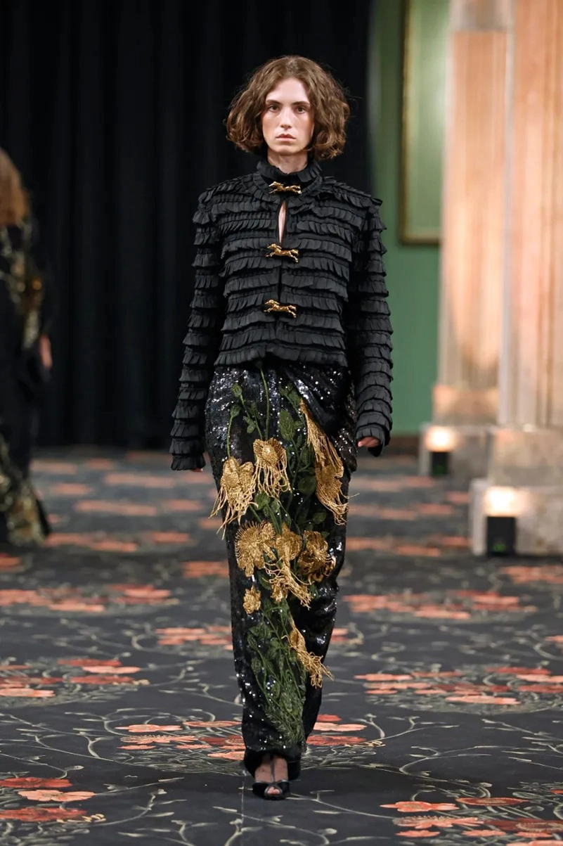 Johanna Ortiz Fall 2026 Collection, Embroidered Dresses, Gaucho Trousers, and Shearling Layers