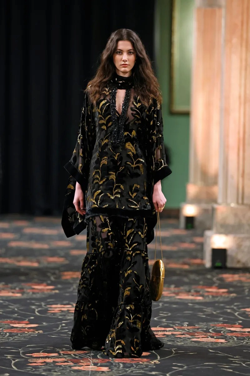 Johanna Ortiz Fall 2026 Collection, Embroidered Dresses, Gaucho Trousers, and Shearling Layers