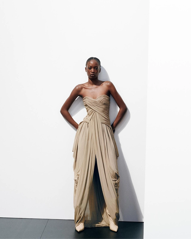 Balmain Spring Summer 2026 Campaign Centers Sand Tones And Satin Draping
