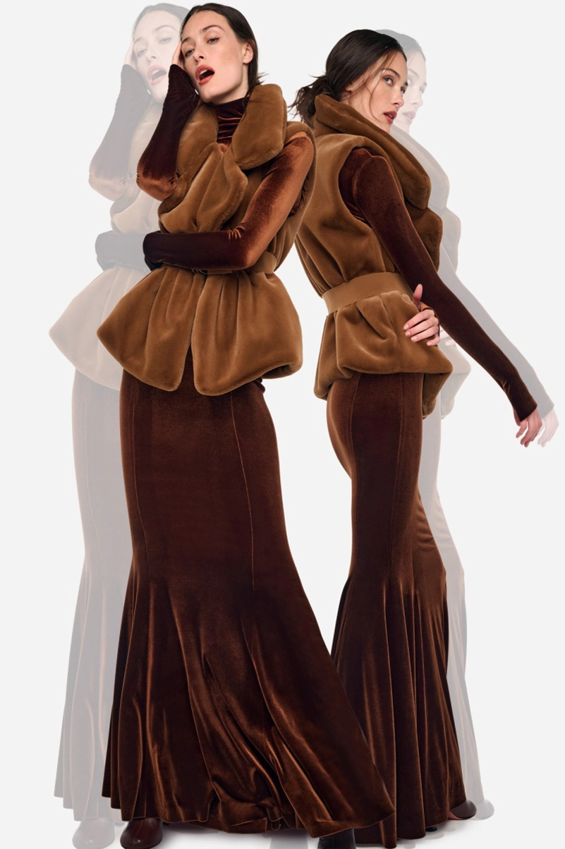 Norma Kamali Resort 2027 Collection Builds Texture Around Brown And Olive
