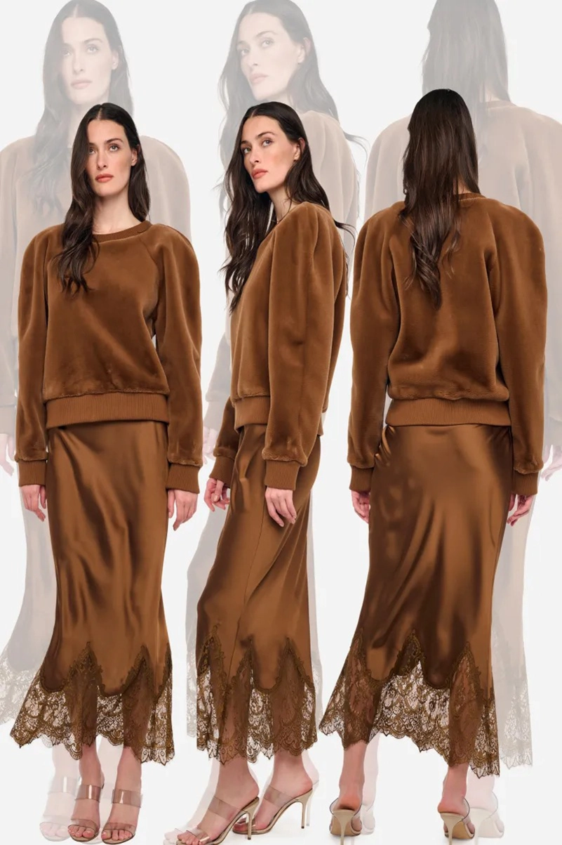 Norma Kamali Resort 2027 Collection Builds Texture Around Brown And Olive
