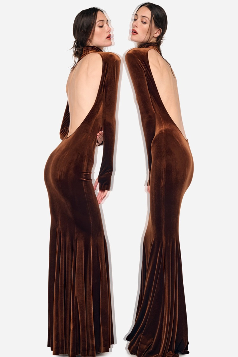 Norma Kamali Resort 2027 Collection Builds Texture Around Brown And Olive