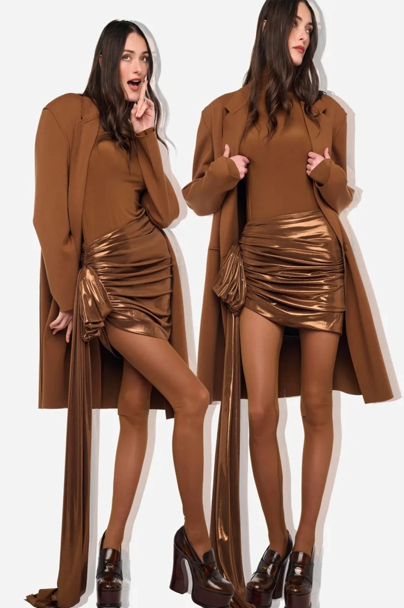 Norma Kamali Resort 2027 Collection Builds Texture Around Brown And Olive