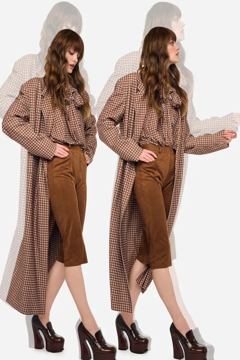 Norma Kamali Resort 2027 Collection Builds Texture Around Brown And Olive