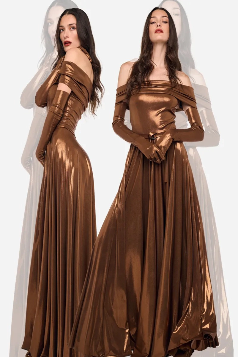 Norma Kamali Resort 2027 Collection Builds Texture Around Brown And Olive