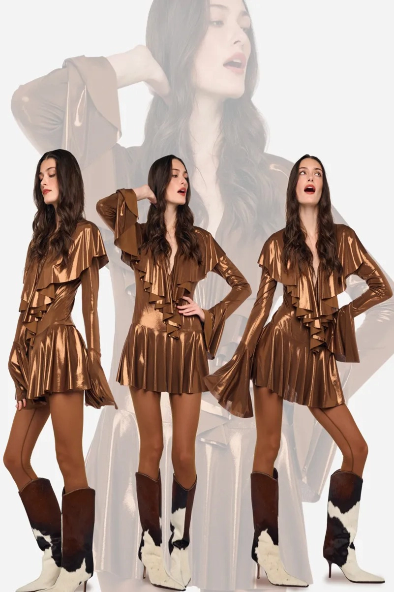 Norma Kamali Resort 2027 Collection Builds Texture Around Brown And Olive