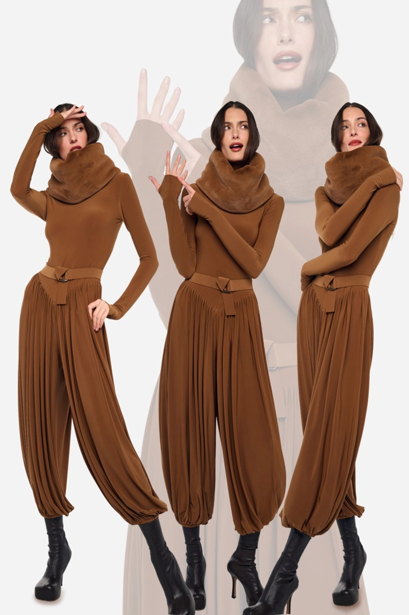 Norma Kamali Resort 2027 Collection Builds Texture Around Brown And Olive