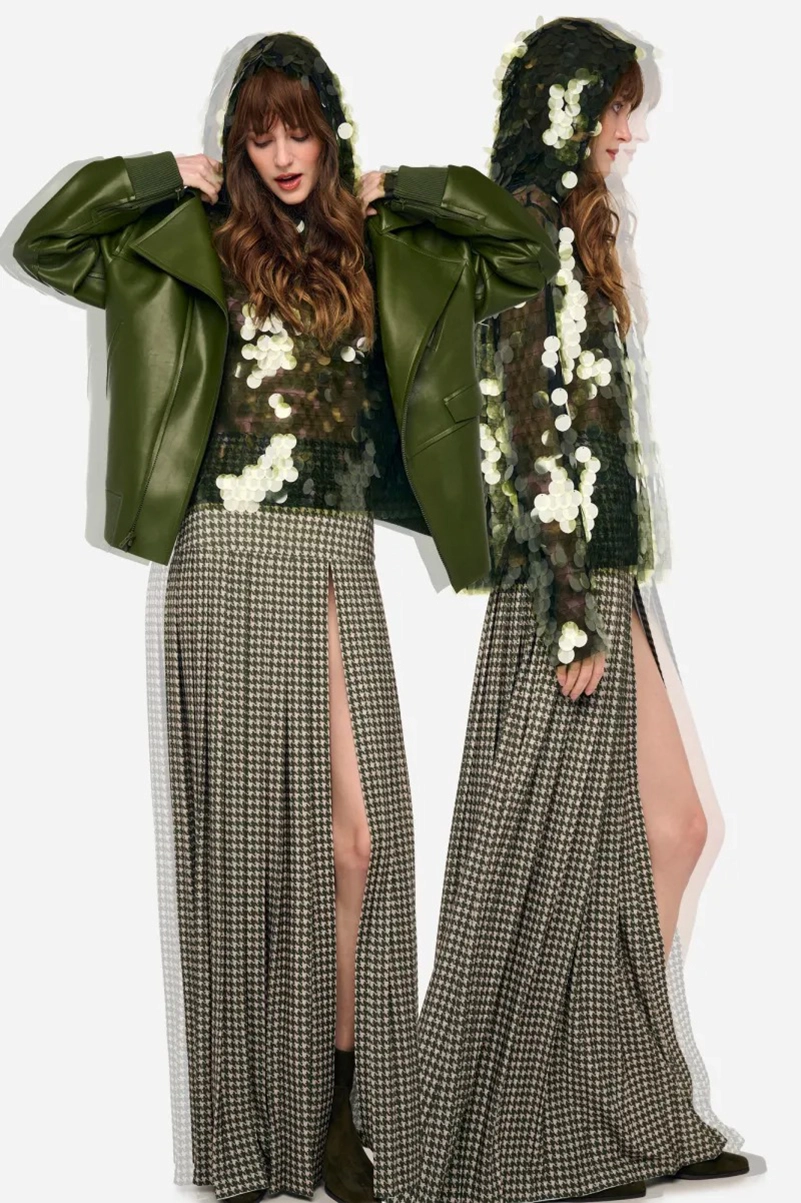 Norma Kamali Resort 2027 Collection Builds Texture Around Brown And Olive