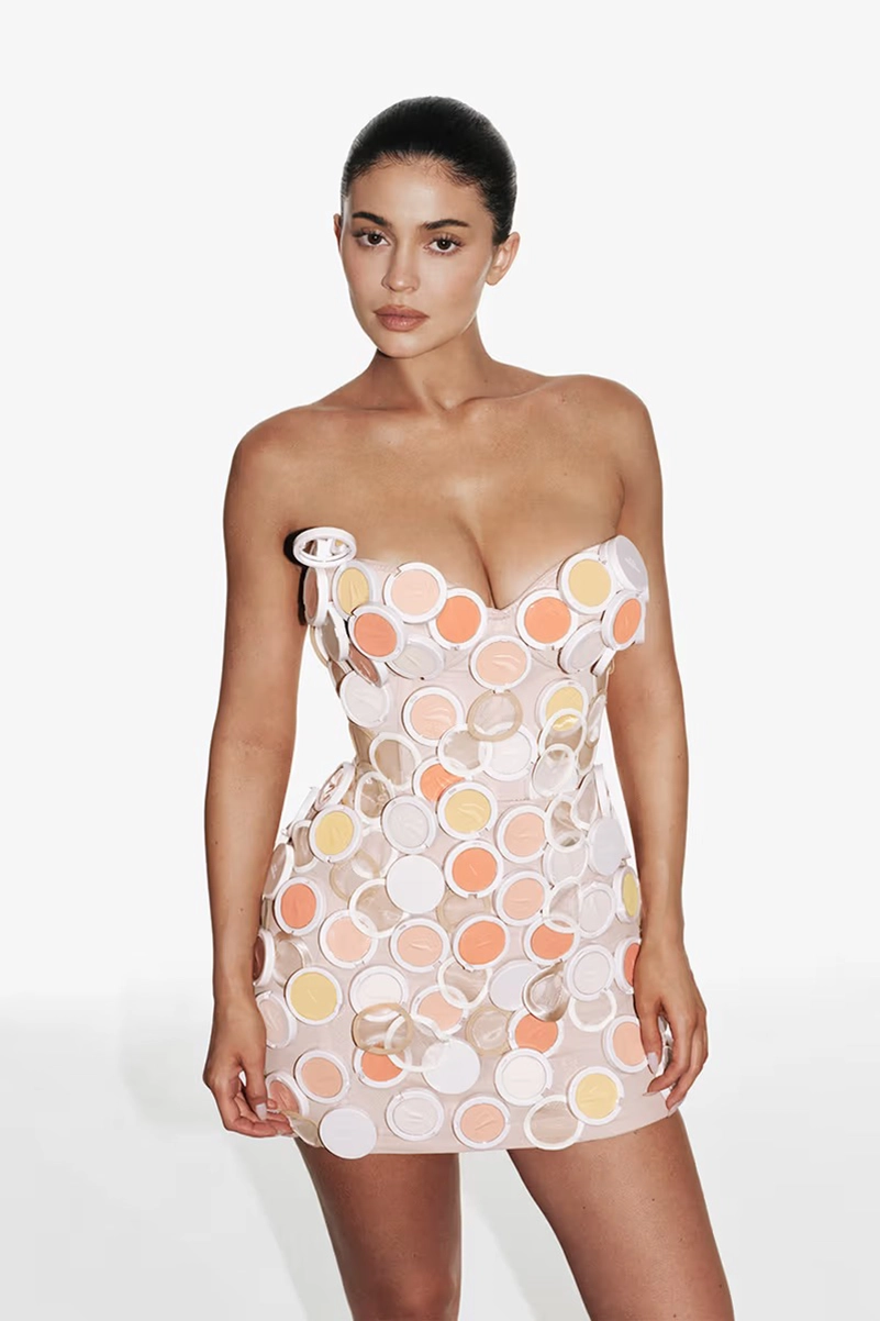 Kylie Cosmetics Natural Blur Brightening Powder Launches With Kylie Jenner In A Powder Dress