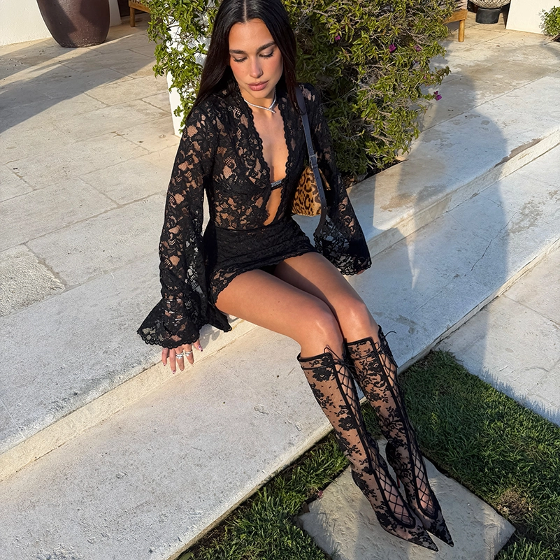 Dua Lipa’s Black Lace Mini Look Is Peak After Dark Summer - Get The Look