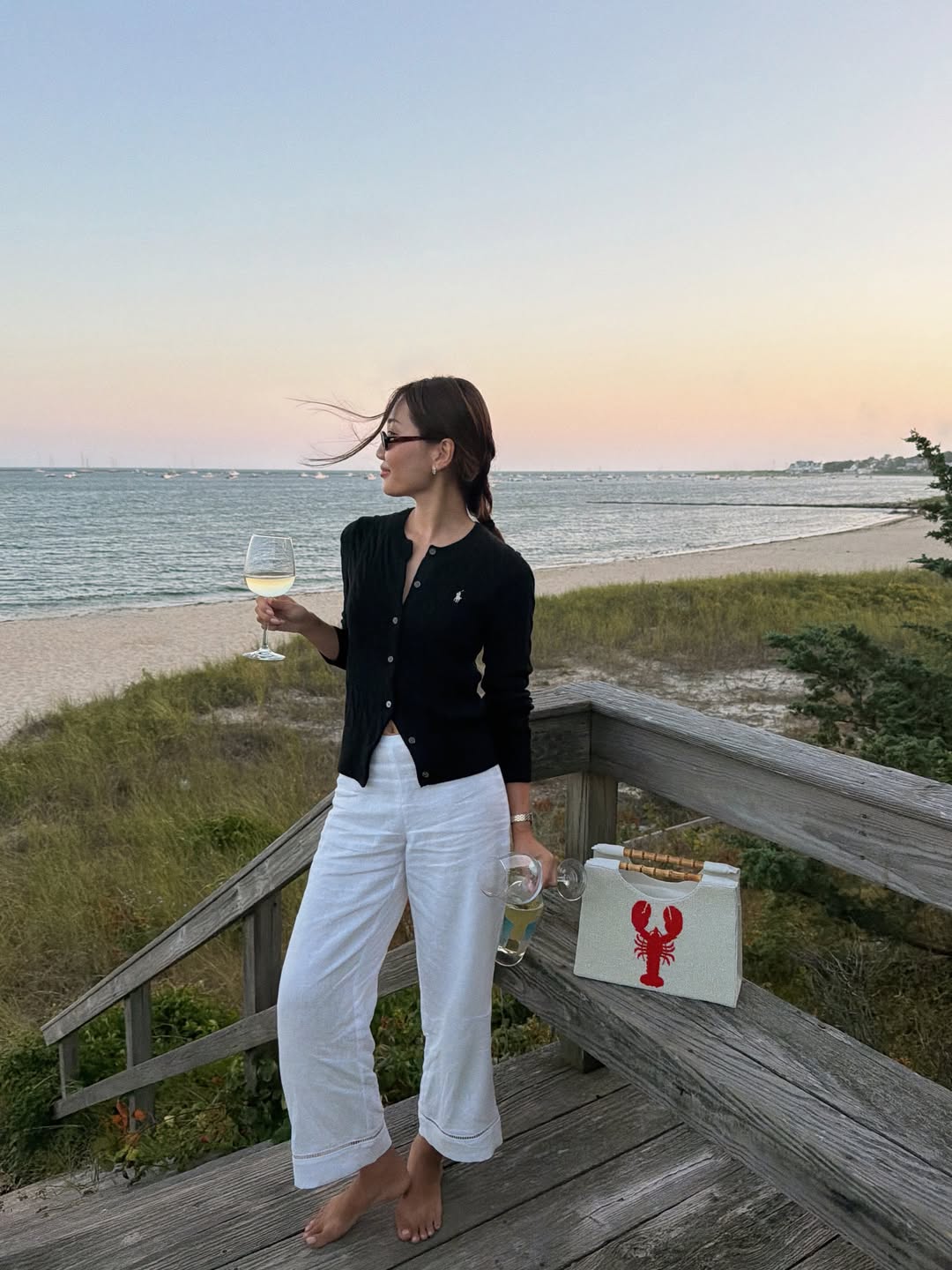 Fashion Blogger Wearing  Linen Pants With A Cardigan