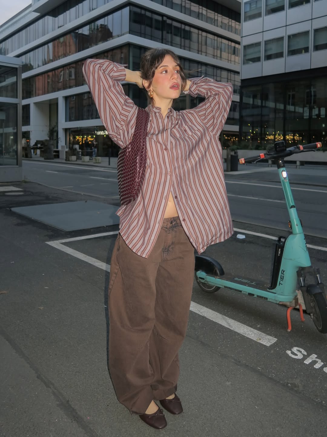 Fashion Blogger Wearing Espresso Brown Denim