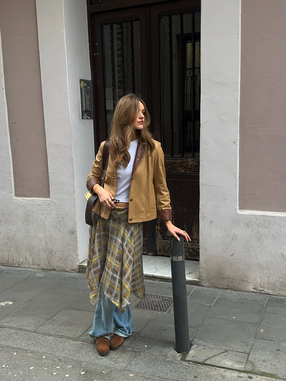 Skirt Over Pants Plaid Outfit