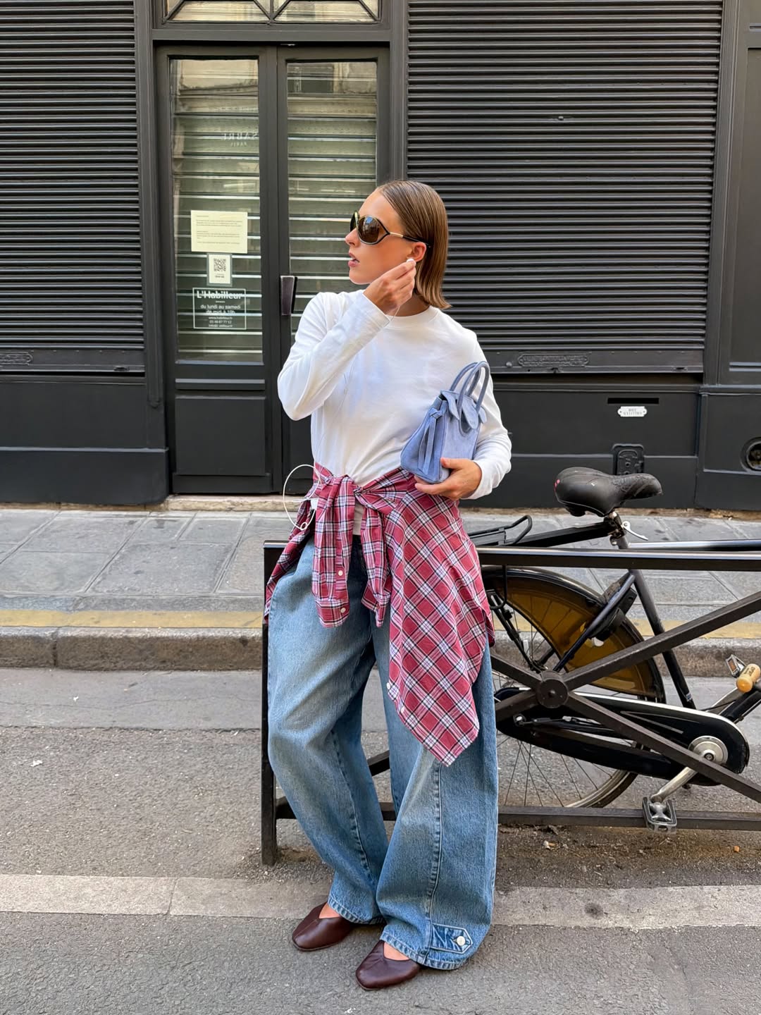 Plaid Shirt Tied Around The Waist Outfit