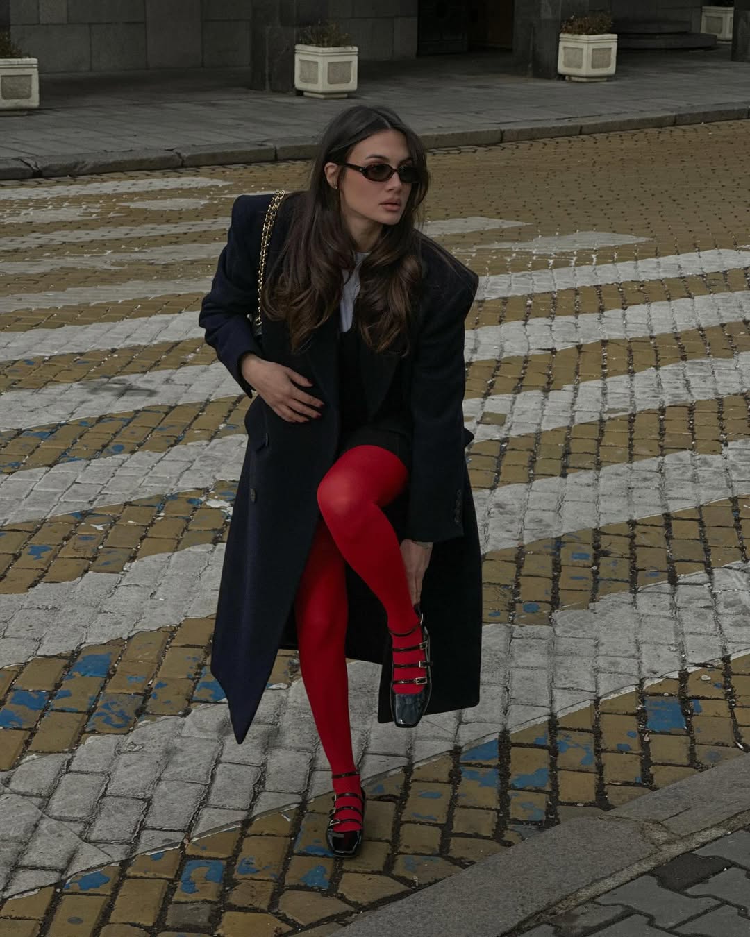 Red Tights Outfit For Fall