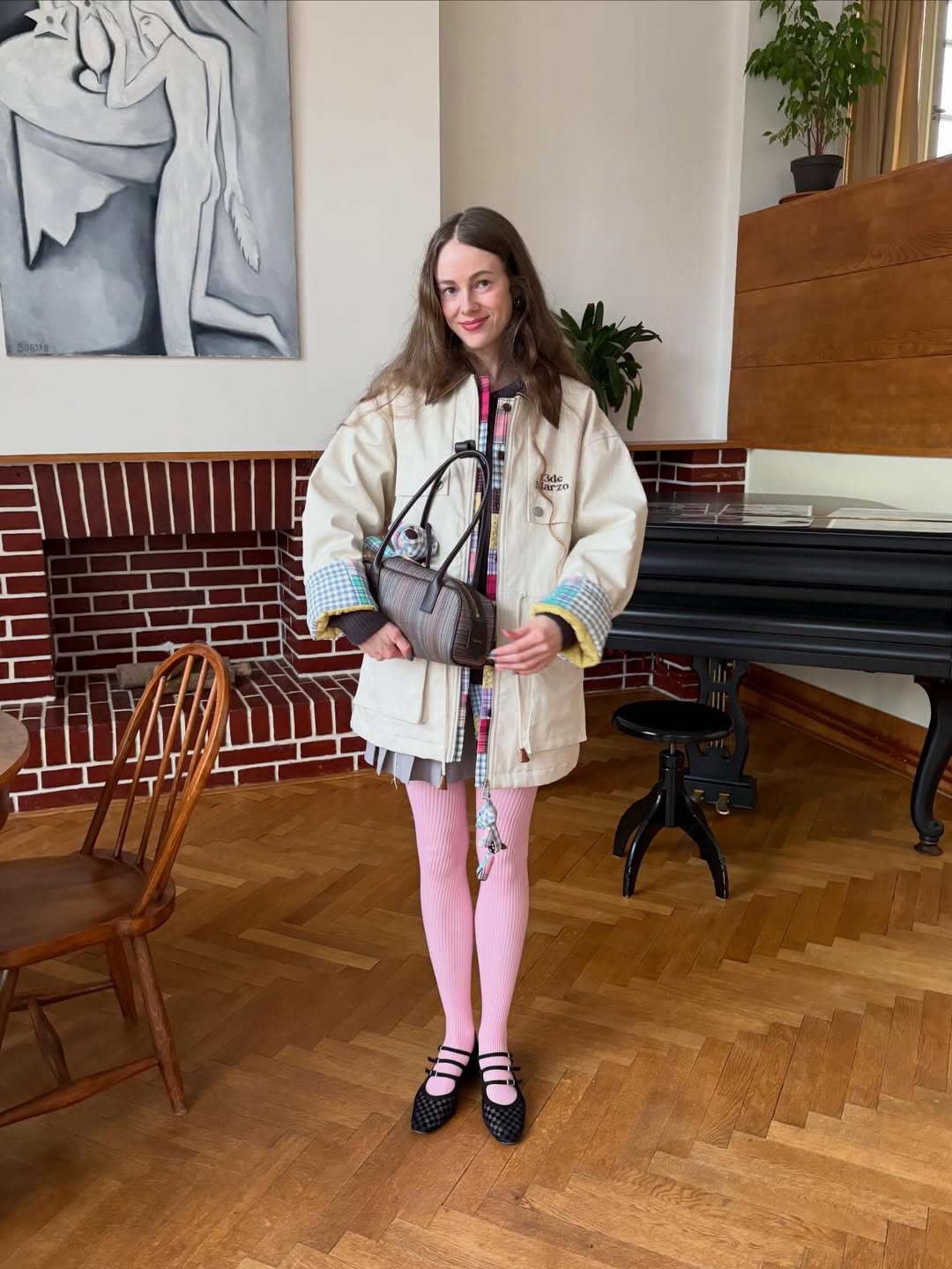 Fall Layers With Pink Stockings