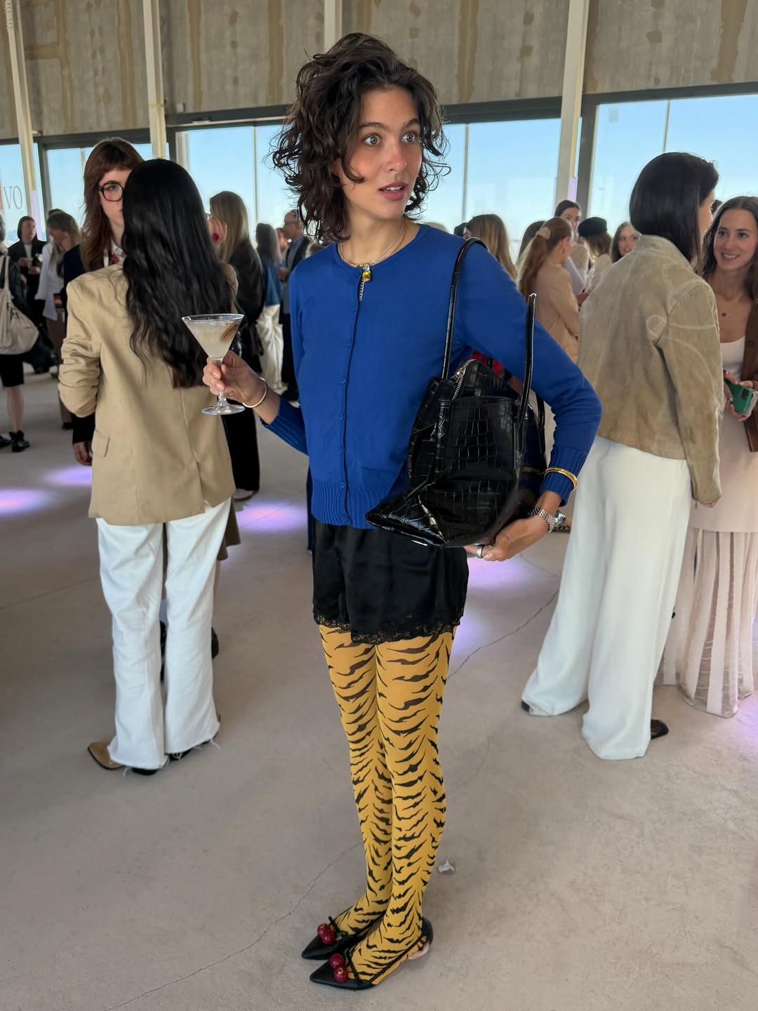 Fashion Blogger Wearing Animal Print Tights For Fall