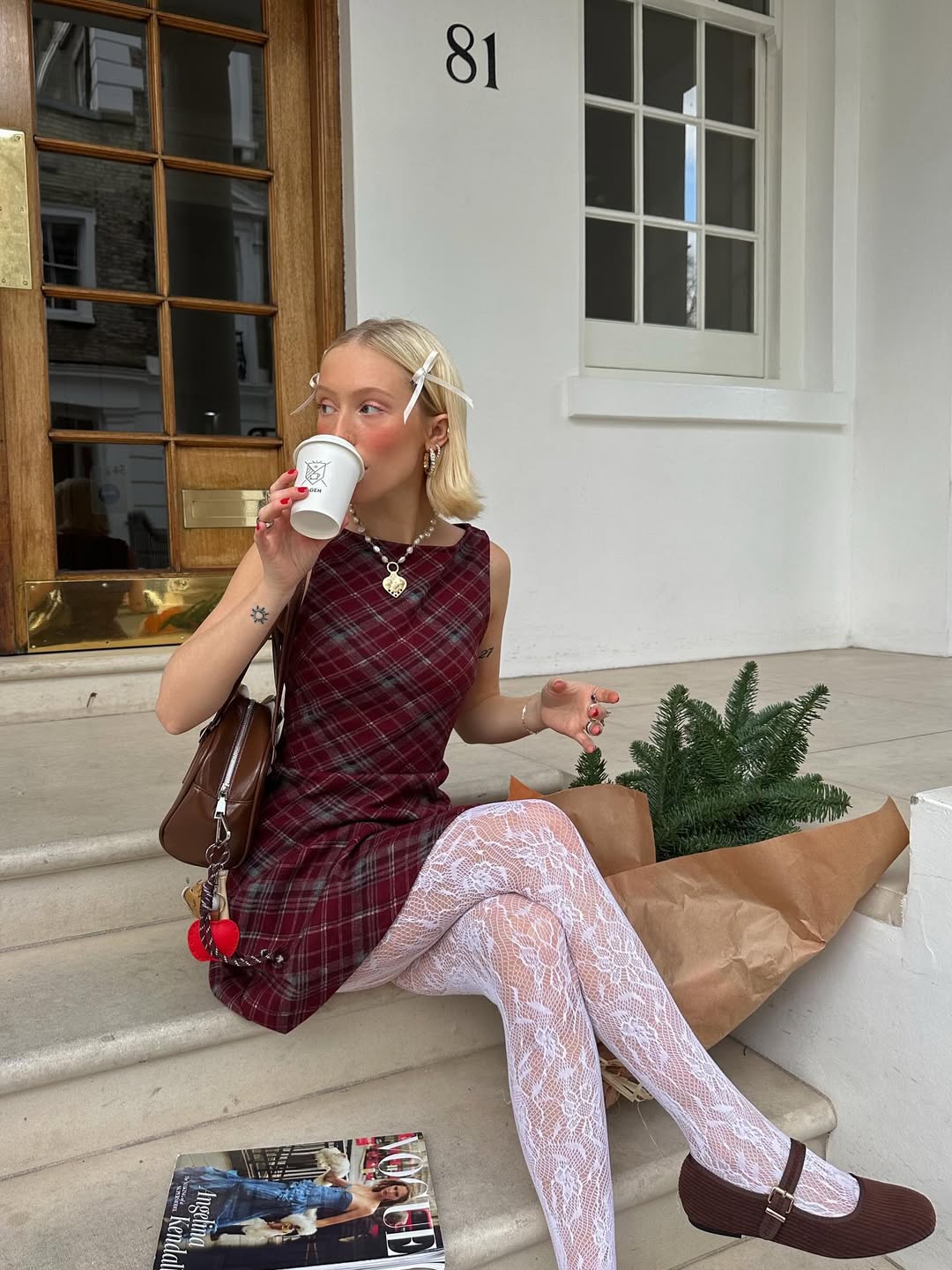 Fashion Blogger Wearing Lace Tights For Fall