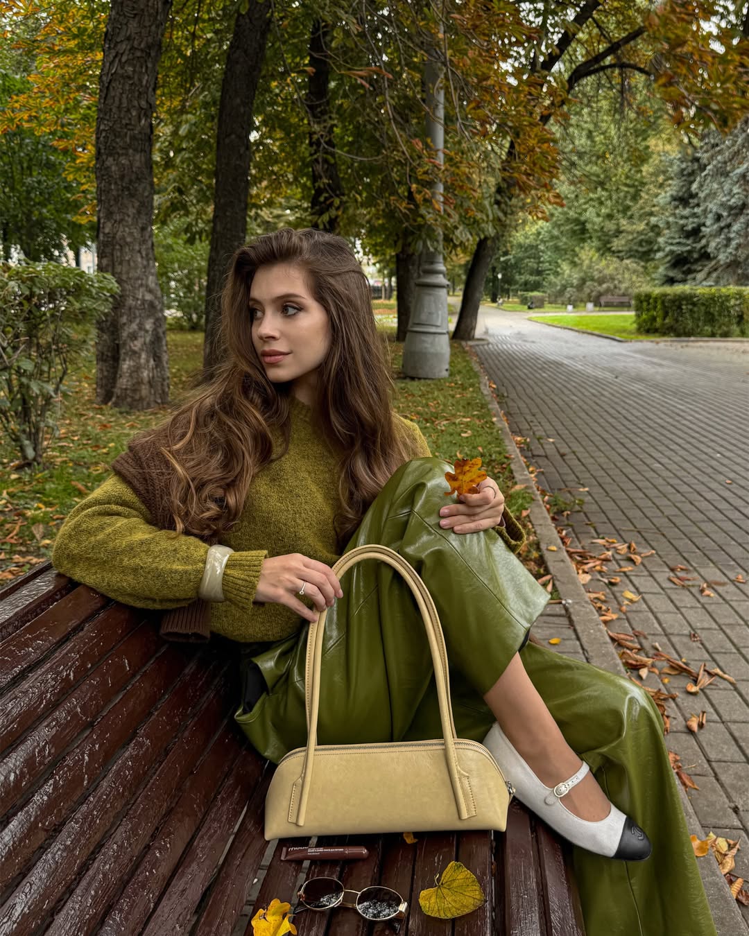 Colored Leather Outfit For Fall