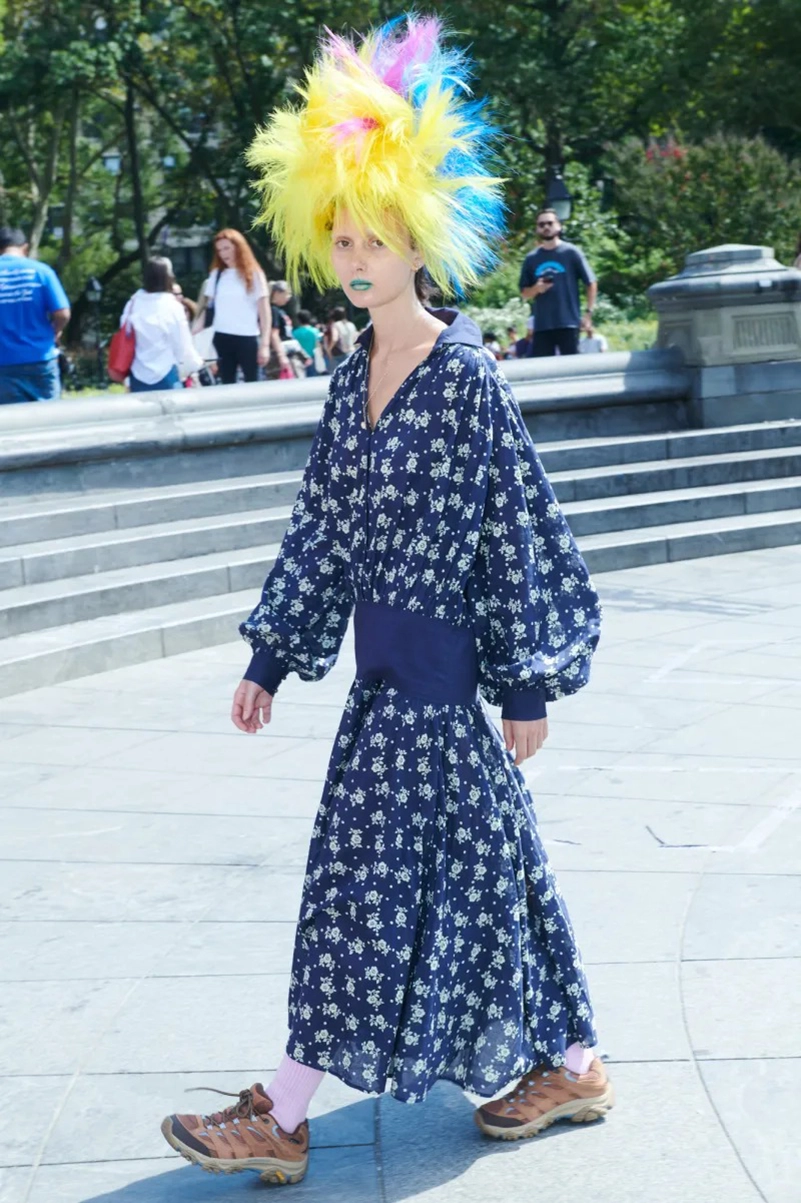 Batsheva Spring 2027 Pairs Babydoll Dressing With Troll-Doll Hair